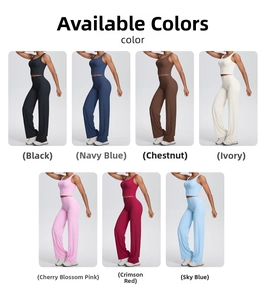 Vista dettagliata del set sportivo da donna in sette colori con canotte e pantaloni larghi