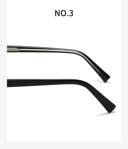 Detailed side view of stylish black anti-blue light glasses with reinforced metal core temples