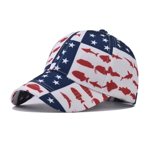 Casquette De Baseball Coton Drapeau Américain Étoiles Poisson Réglable Visière Courbe Sport Chapeau Soleil
