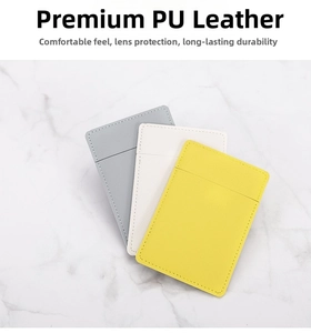 Detailed view of gray, white, and yellow PU leather cases with litchi grain texture