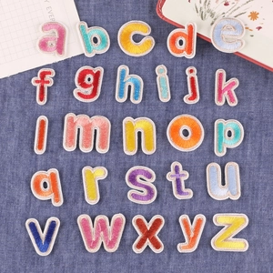 Colorful Embroidered Letter Patches Small Alphabet Appliques Iron On Sew On Repair Decorative Badges For Clothing Bags