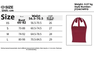 Detaillierte Größentabelle für Damen-Spitzentop mit Maßen für Brust und Taille in cm