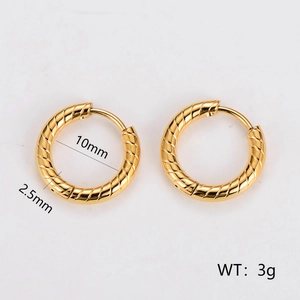 Golden twisted hoop earrings 10mm inner diameter minimalist stainless steel jewelry