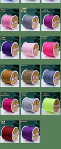 Close-up of colorful 72# nylon jewelry cord spools for DIY bracelet weaving and jewelry making