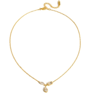 Elegant 18K gold plated stainless steel necklace with water drop zircon pendant