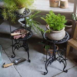 Support Plante Fonte Porte Pot Fleurs Étagère Rétro Européen Volute Vintage Intérieur Extérieur Jardin Support Métal