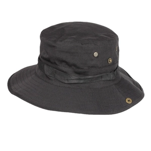 Outdoor black ripstop sun hat with wide brim and tactical vents for sun protection