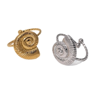 Adjustable spiral shell rings in 18k gold and silver plating made of stainless steel