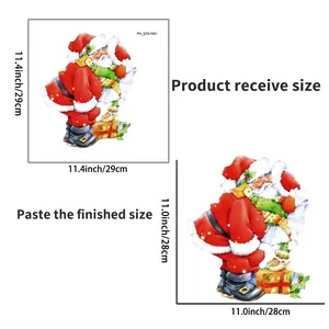 Size guide for Christmas Santa wall decal showing receive and finished product dimensions