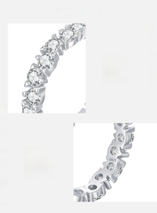 Macro detail of S925 sterling silver ring with 5A grade pavé cubic zirconia inlay