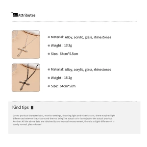Detailed product specifications for vintage cross pendant necklaces with glass beads