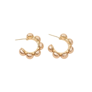 Boucles d'oreilles vintage en forme de C plaquées or 18K avec texture perle ovale