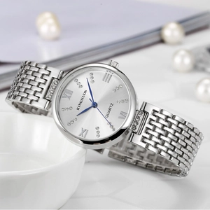 Fashion Women Rhinestone Quartz Watch Stainless Steel Metal Band Waterproof Elegant Ladies Analog Wristwatch Dress Jewelry Gift Watch