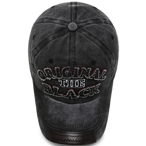 Casquette de baseball vintage lavée avec broderie 3D et détails en cuir sur la visière