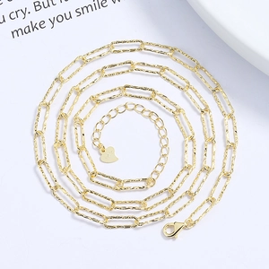 925 sterling silver gold heart pendant necklace with geometric paperclip chain design