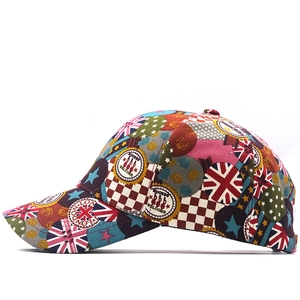 Fashionable British flag graffiti baseball cap with vintage patchwork print for summer