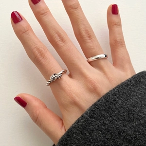 925 sterling silver triple line knot ring and minimalist band set for women