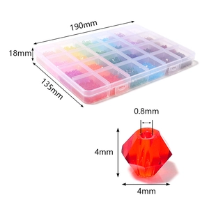24-grid jewelry making kit with 4mm crystal faceted glass beads in storage box