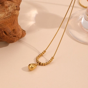 Collier chaîne serpent en acier inoxydable doré 18 carats avec pendentif goutte