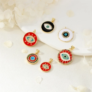 Colorful evil eye charms in gold plating with enamel and zirconia for jewelry making