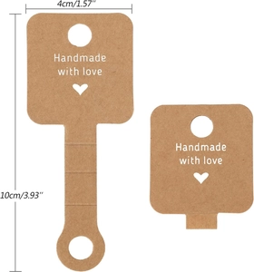 Foldable kraft paper display card for handmade jewelry with size dimensions 10x4cm