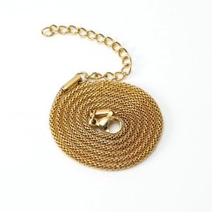 18K gold plated stainless steel popcorn chain necklace with lobster clasp and extension