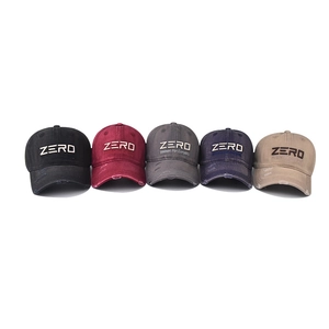 Vintage cotton baseball caps with Zero embroidery in black, burgundy, grey, navy, and khaki