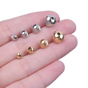 Faceted gold and silver 304 stainless steel beads in various sizes for DIY jewelry making