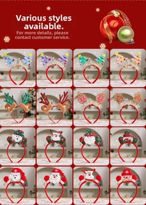 Detailed grid showing 16 festive Christmas headband styles with reindeer and tree motifs