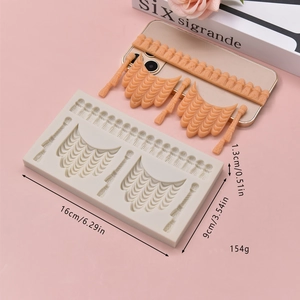 Baroque curtain lace silicone cake mold for DIY fondant and borders 16x9x1.3cm