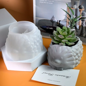 Molde de silicona con forma de erizo para macetas DIY y decoraciones de resina