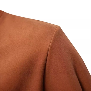 Men's autumn long sleeve polo sweatshirt featuring orange color-block shoulder seam detail