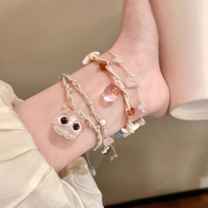 Handmade Woven Bracelet With Natural Stone Shell Starfish Pendants Adjustable Rope Beach Vacation Jewelry For Women