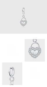 Macro detail of S925 sterling silver heart lock pendant with pave-set 5A cubic zirconia