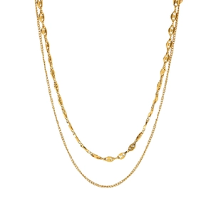 Double-layer 18K gold plated titanium steel necklace with elegant pig nose chain links