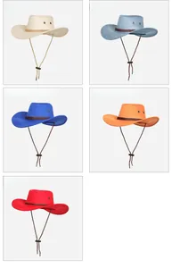 Sélection de chapeaux de cow-boy à large bord en cinq couleurs avec mentonnière réglable