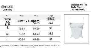 Tableau des tailles détaillé pour bustier en satin avec mesures en centimètres précises