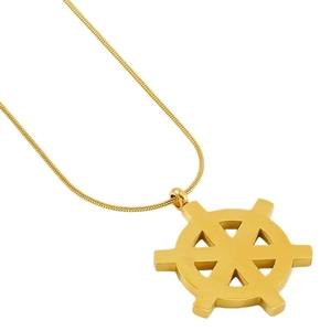 Élégant collier pendentif boussole étoile en acier inoxydable plaqué or 18 carats