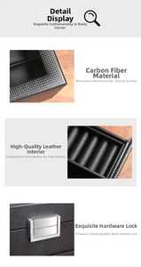 Detailansicht der Kohlefaserstruktur, des Lederfutters und Metallschlosses der Uhrenbox