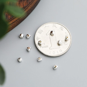 Polished S925 sterling silver triangle spacer beads for DIY jewelry making with coin scale