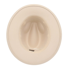 Beige fedora hat with premium interior lining and stylish inner ribbon band
