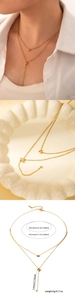 Détails du collier double couche en acier titane avec pendentif H et mesures précises