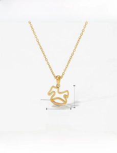 Detailed size specifications of golden carousel horse necklace with inlaid zircon