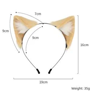 Handmade realistic cat ears headband for cosplay and Lolita accessories with size metrics