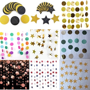 Star Circle Heart Shape Glitter Hanging Garland Banner For Birthday Wedding Party Event Backdrop Decoration