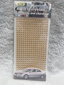 Detail of 3mm champagne gold acrylic rhinestone stickers for car and DIY decoration