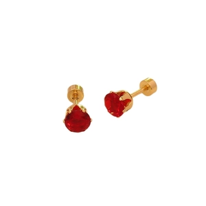 Boucles d'oreilles en acier avec zircon rouge et fermoir à vis plaqué or de haute qualité