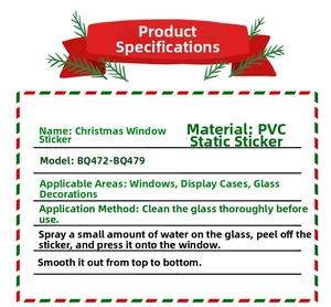 Spécifications des autocollants de Noël montrant le matériau PVC et le guide de pose