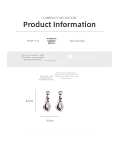 Detail showing dimensions of silver teardrop zircon earrings with 4.7g weight info