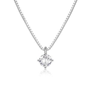 Elegant S925 sterling silver necklace with a brilliant round solitaire zirconia pendant